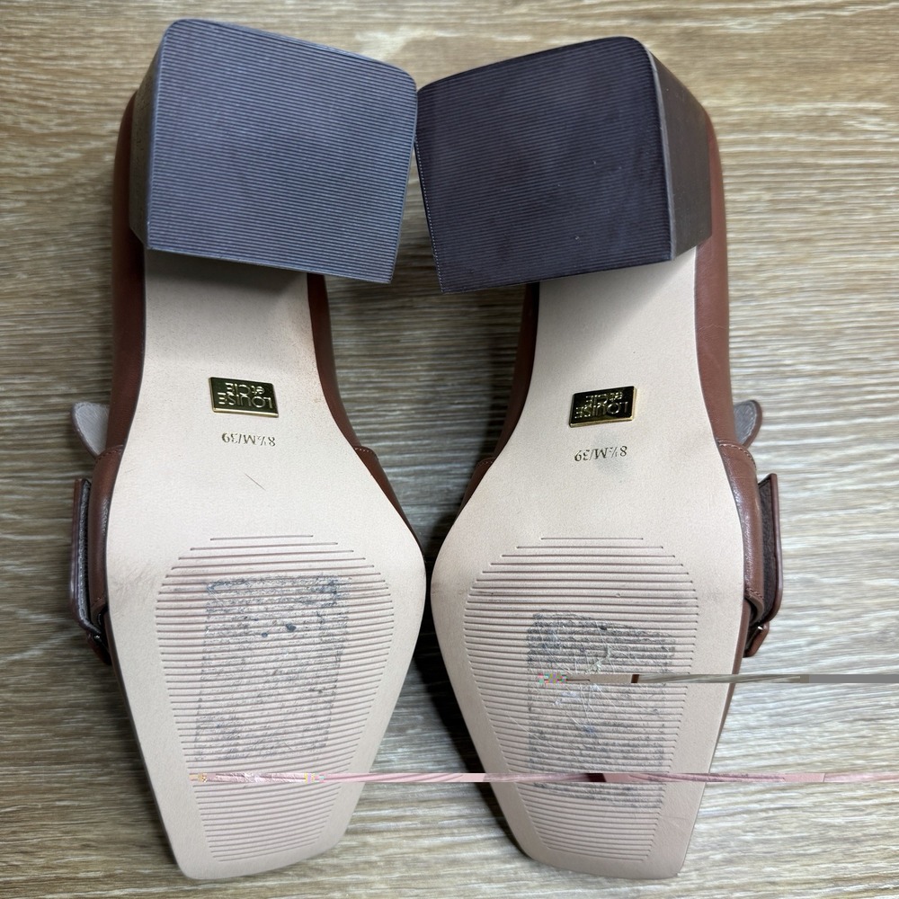 Louise et Cie Brown Leather Buckle Loafers ~ 4" Heel - Picture 8 of 8